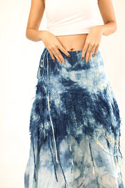 INDIGO HAND DYE SKIRT PINIA - sustainably made MOMO NEW YORK sustainable clothing, skirt slow fashion