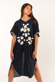 KAFTAN ALEXANDRA HAND EMBROIDERED - sustainably made MOMO NEW YORK sustainable clothing, kaftan slow fashion