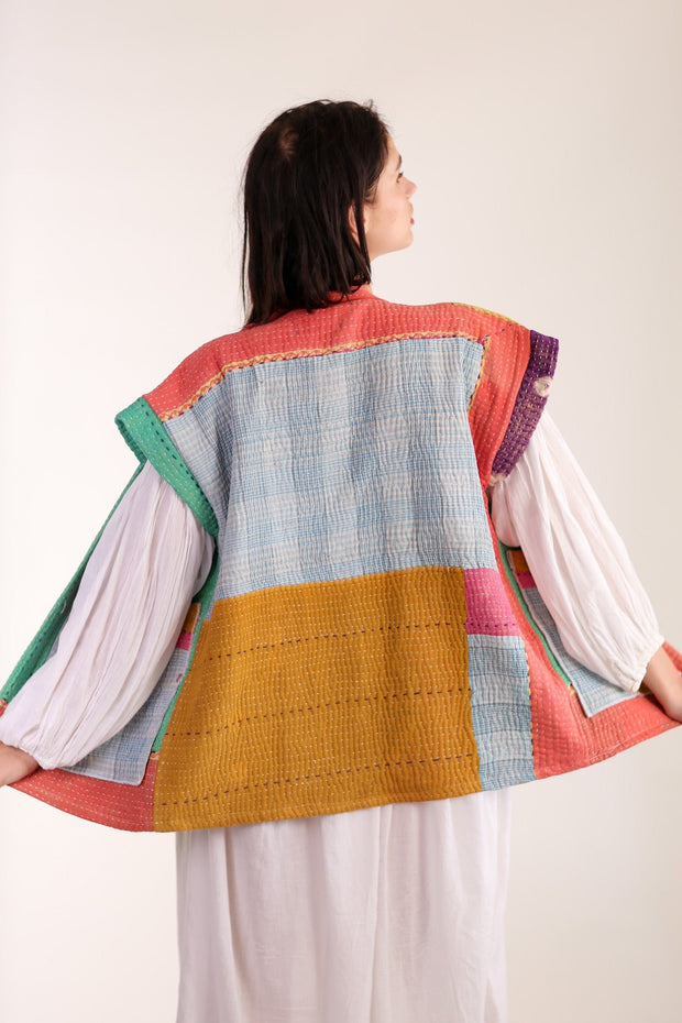 KANTHA QUILT VEST HENISSA - sustainably made MOMO NEW YORK sustainable clothing, slow fashion