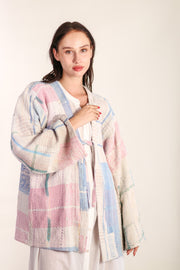 KANTHA QUILT VINTAGE FABRIC KIMONO YUMA - sustainably made MOMO NEW YORK sustainable clothing, Kimono slow fashion