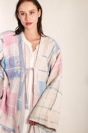 KANTHA QUILT VINTAGE FABRIC KIMONO YUMA - sustainably made MOMO NEW YORK sustainable clothing, Kimono slow fashion