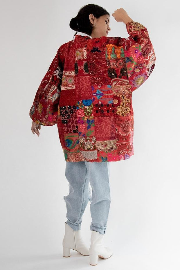 Kimono Embroidered Patchwork Yayoi - sustainably made MOMO NEW YORK sustainable clothing, Kimono slow fashion