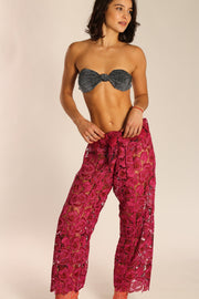 LACE WRAP FISHERMAN PANTS MALIBU - sustainably made MOMO NEW YORK sustainable clothing, pants slow fashion