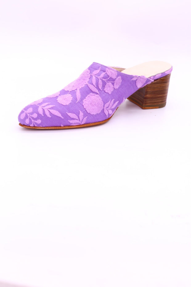 LAVENDER HEELED MULES ELLIE - sustainably made MOMO NEW YORK sustainable clothing, mules slow fashion