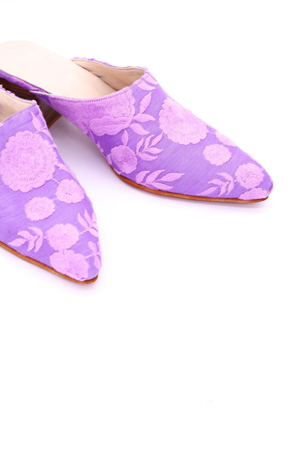 LAVENDER HEELED MULES ELLIE - sustainably made MOMO NEW YORK sustainable clothing, mules slow fashion