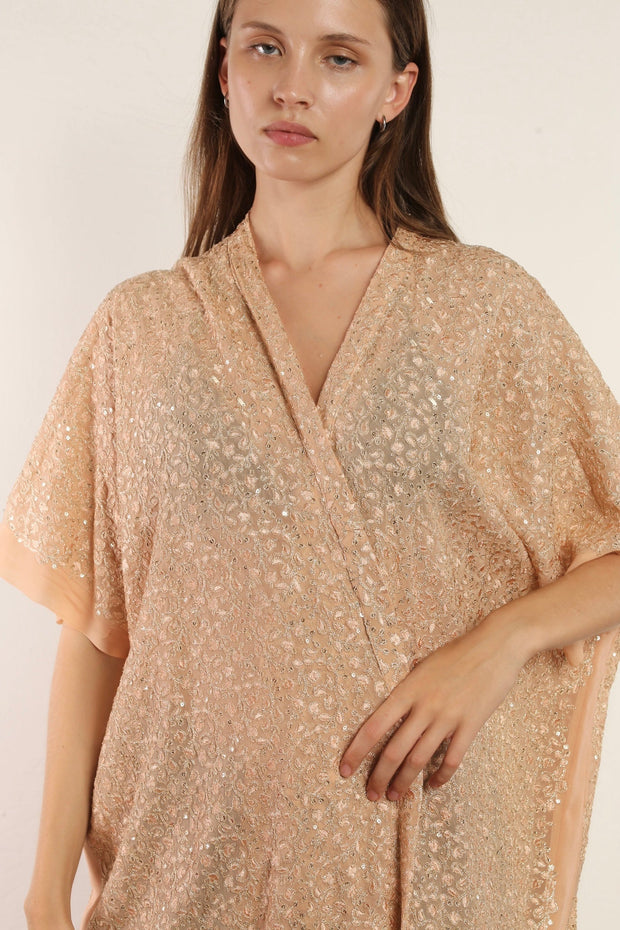 LEAF GLAMOUR EMBROIDERED SILK KIMONO - sustainably made MOMO NEW YORK sustainable clothing, kimono slow fashion