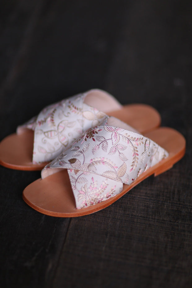 LEATHER SOLE SLIP ON SANDALS PHILOMENE - sustainably made MOMO NEW YORK sustainable clothing, sandals slow fashion