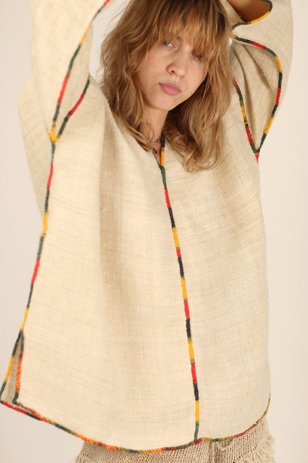 LINEN KAFTAN SILJA - sustainably made MOMO NEW YORK sustainable clothing, fall22 slow fashion