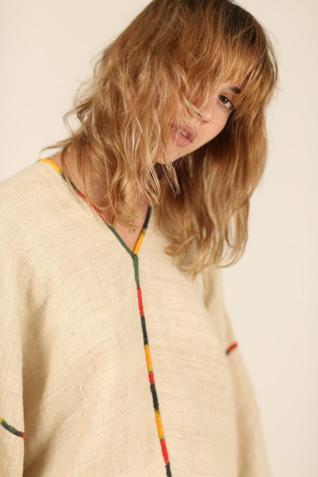 LINEN KAFTAN SILJA - sustainably made MOMO NEW YORK sustainable clothing, fall22 slow fashion