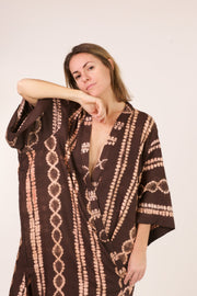 LINEN SILK MIX HAND TIE DYE KIMONO RESE - sustainably made MOMO NEW YORK sustainable clothing, Kimono slow fashion