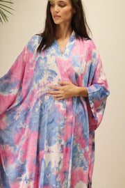 LITTLE TWIN PINK / BLUE TIE DYE KIMONO - sustainably made MOMO NEW YORK sustainable clothing, kimono slow fashion