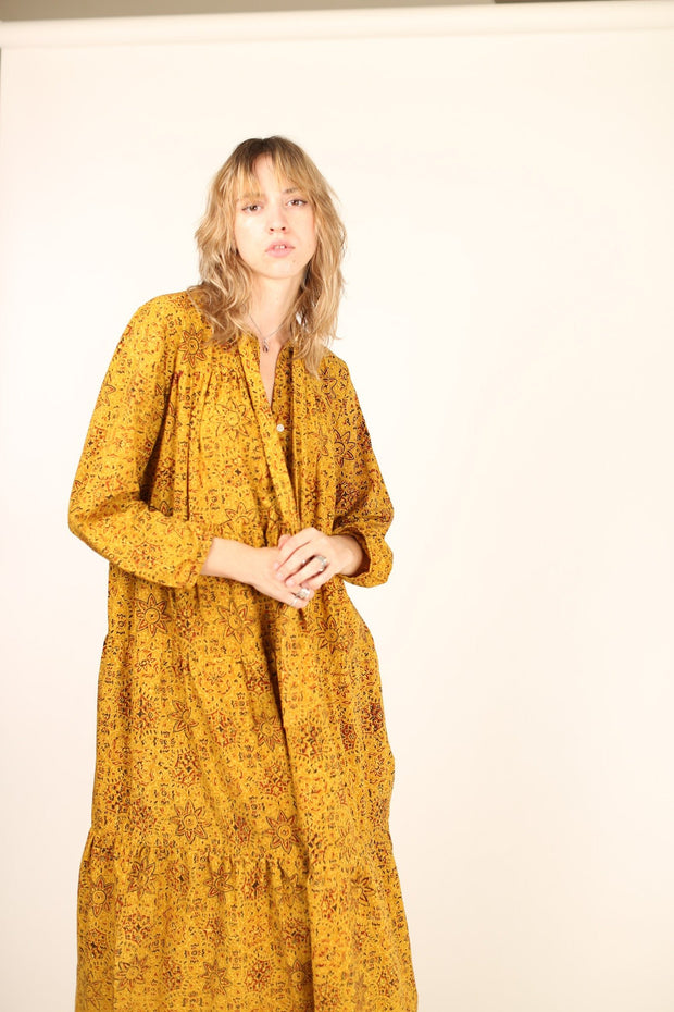 LONG COTTON DRESS ALBERTINE - sustainably made MOMO NEW YORK sustainable clothing, dress slow fashion