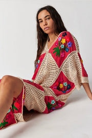 LOVE STORY CROCHET MAXI KAFTAN - sustainably made MOMO NEW YORK sustainable clothing, crochet slow fashion