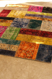 MULTI COLOR PATCHWORK RUG 2.02 x 1.50 m - sustainably made MOMO NEW YORK sustainable clothing, rug slow fashion