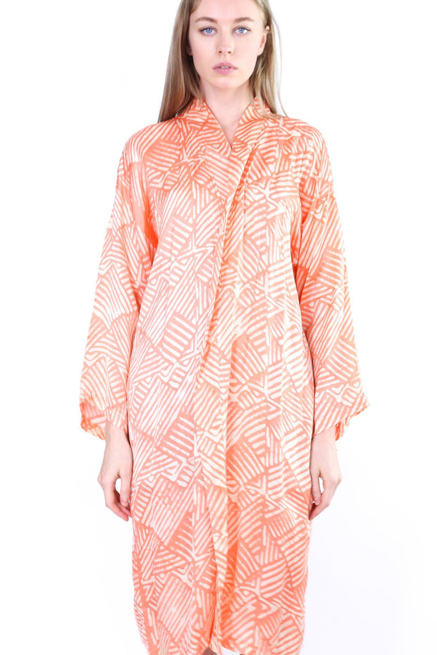 ORANGE SILK KIMONO KAFTAN CHIHIRO - sustainably made MOMO NEW YORK sustainable clothing, kaftan slow fashion