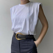 Padded shoulder muscle TOP OLIVIA - sustainably made MOMO NEW YORK sustainable clothing, slow fashion