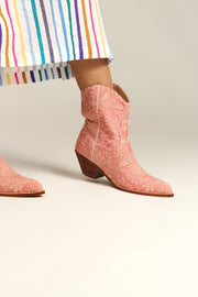 PEACH EMBROIDERED BOOTS TRIBECA - sustainably made MOMO NEW YORK sustainable clothing, boots slow fashion