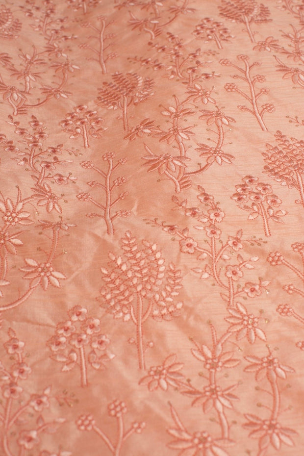 PEACH EMBROIDERED SILK B32-12 - sustainably made MOMO NEW YORK sustainable clothing, fabric slow fashion