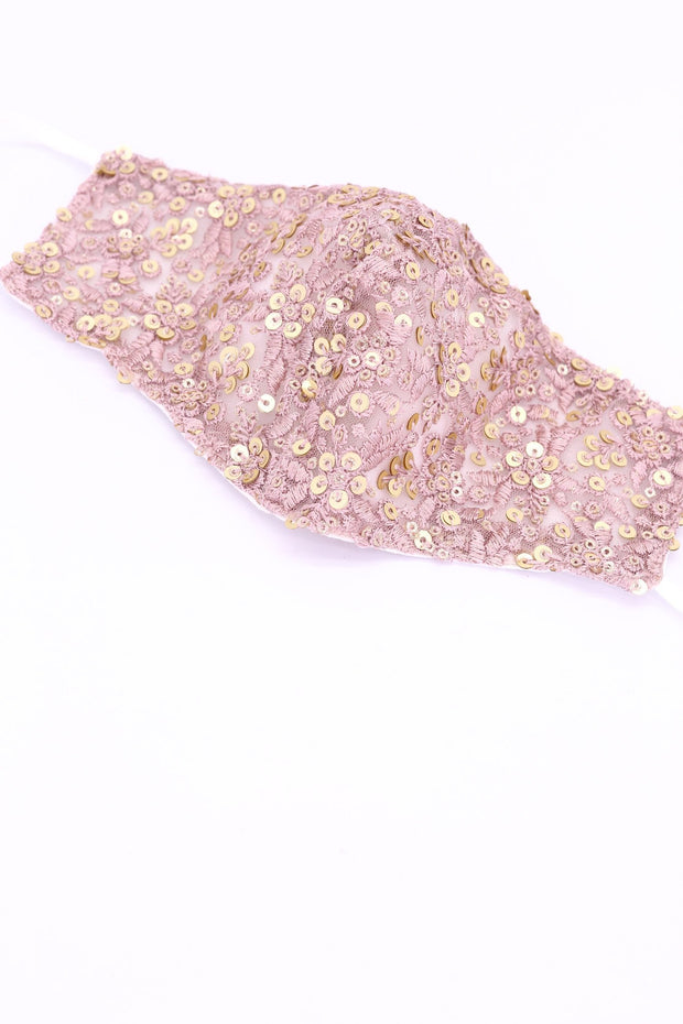 PINK SEQUIN FACE MASK GRASI - sustainably made MOMO NEW YORK sustainable clothing, offerfm slow fashion