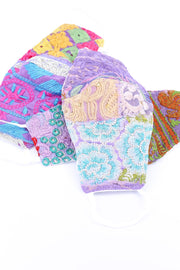 RED PATCHWORK FACE MASK GIVA (LAVENDER) - sustainably made MOMO NEW YORK sustainable clothing, offerfm slow fashion