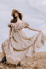 RUFFLE MAXI DRSS ALLEGRA - sustainably made MOMO NEW YORK sustainable clothing, dress slow fashion