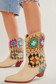 SELINA CROCHET WESTERN BOOTS - sustainably made MOMO NEW YORK sustainable clothing, boots slow fashion