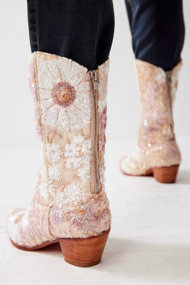 SELINA SEQUIN EMBELLESHED BOOTS - sustainably made MOMO NEW YORK sustainable clothing, boots slow fashion