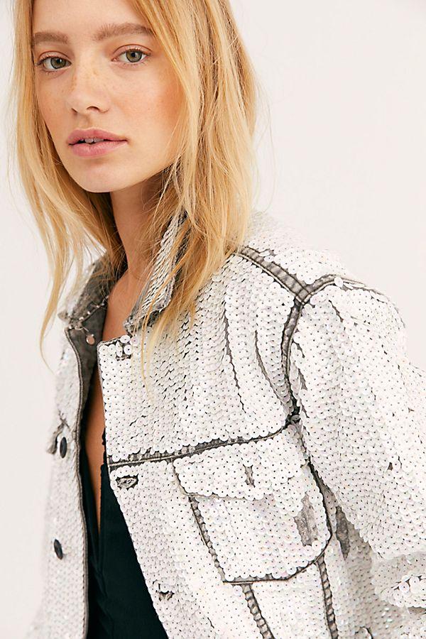 SEQUIN EMBROIDERD DENIM JACKET DEMI - sustainably made MOMO NEW YORK sustainable clothing, embroidered slow fashion