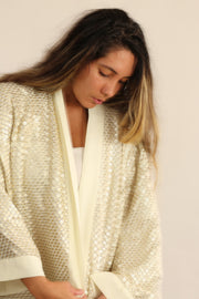 SEQUIN EMBROIDERED CAPSULE KIMONO IMMA - sustainably made MOMO NEW YORK sustainable clothing, Kimono slow fashion