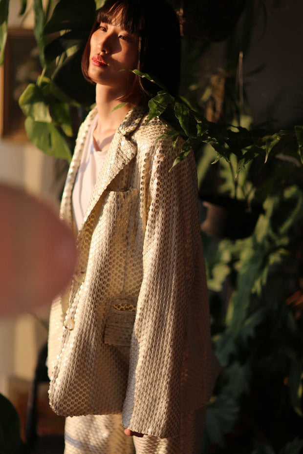 SEQUIN EMBROIDERED JACKET ASAMI - sustainably made MOMO NEW YORK sustainable clothing, Jacket slow fashion