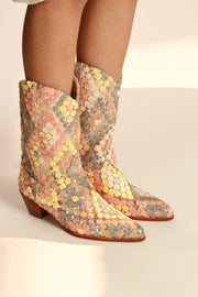 SEQUIN EMBROIDERED SILK WESTERN BOOTS NAHOME - sustainably made MOMO NEW YORK sustainable clothing, boots slow fashion