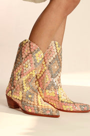 SEQUIN EMBROIDERED SILK WESTERN BOOTS NAHOME - sustainably made MOMO NEW YORK sustainable clothing, boots slow fashion