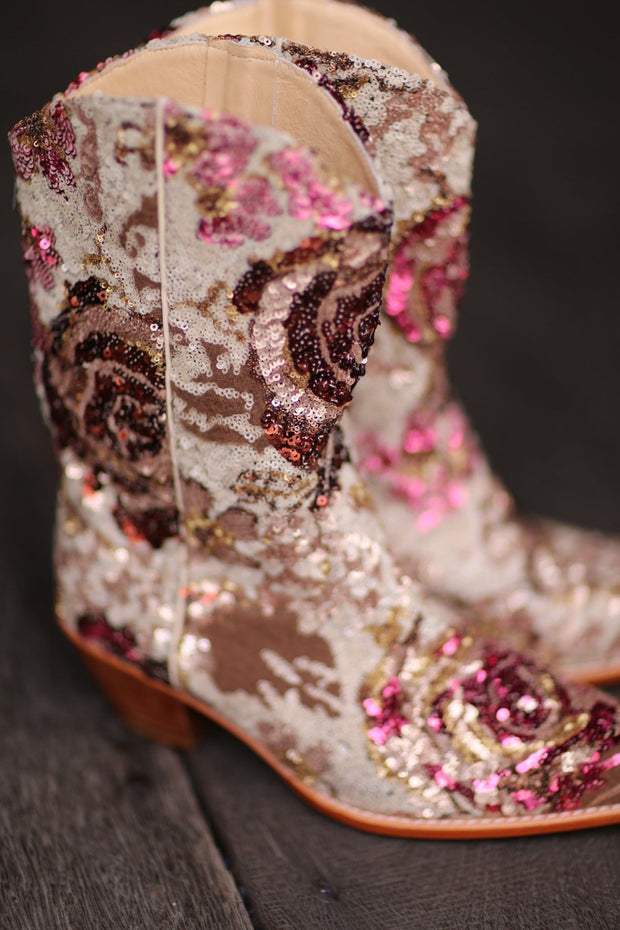 SEQUIN EMBROIDERED WESTERN BOOTS INGA - sustainably made MOMO NEW YORK sustainable clothing, boots slow fashion