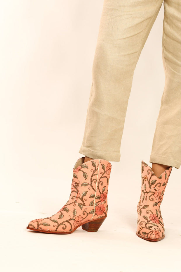 SHORT EMBROIDERED BOOTS URETA - sustainably made MOMO NEW YORK sustainable clothing, boots slow fashion