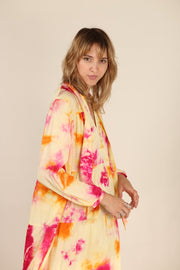 SILK COTTON TIE DYE DRESS LAURINE - sustainably made MOMO NEW YORK sustainable clothing, dress slow fashion