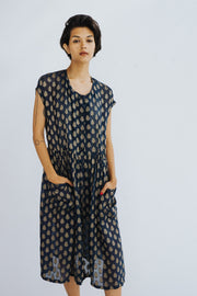 SILK DRESS HEIDI - sustainably made MOMO NEW YORK sustainable clothing, kaftan slow fashion