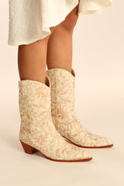 SILK EMBROIDERED BOOTS LAFAYETTE - sustainably made MOMO NEW YORK sustainable clothing, boots slow fashion