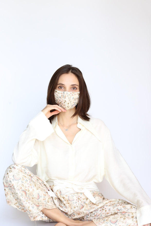 SILK EMBROIDERED FACE MASK MASSA - sustainably made MOMO NEW YORK sustainable clothing, slow fashion