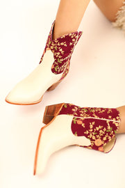 SILK EMBROIDERED SHORT BOOTS AIMEE - sustainably made MOMO NEW YORK sustainable clothing, ankle boots slow fashion