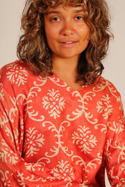 SILK KAFTAN DRESS JOAN - sustainably made MOMO NEW YORK sustainable clothing, Kimono slow fashion