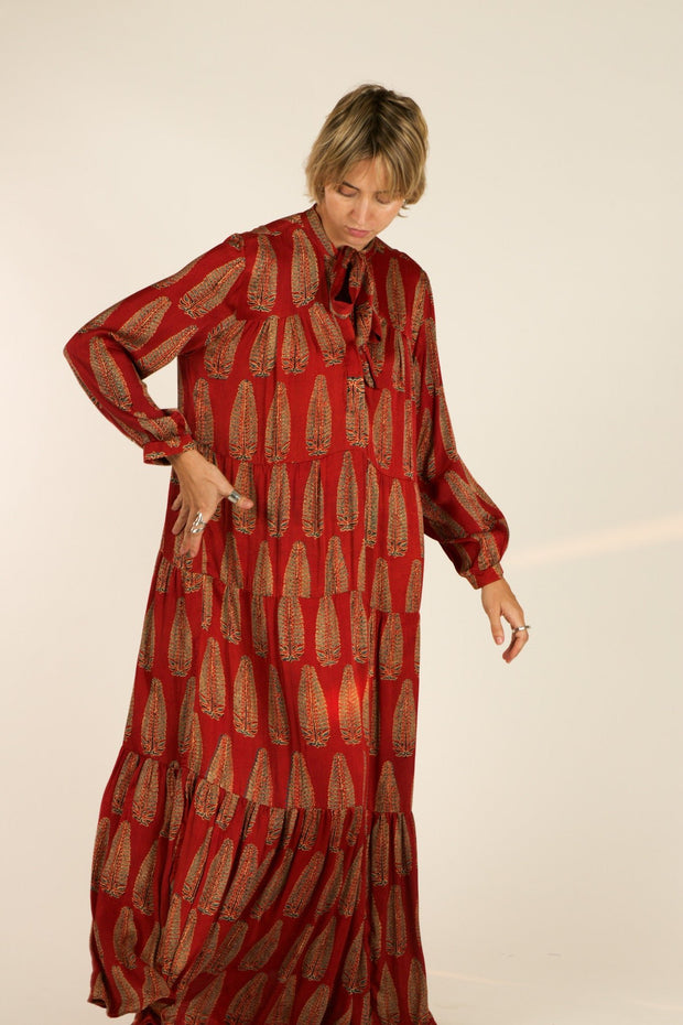 SILK MAXI DRESS ARAVENA - sustainably made MOMO NEW YORK sustainable clothing, dress slow fashion