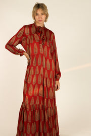 SILK MAXI DRESS ARAVENA - sustainably made MOMO NEW YORK sustainable clothing, dress slow fashion