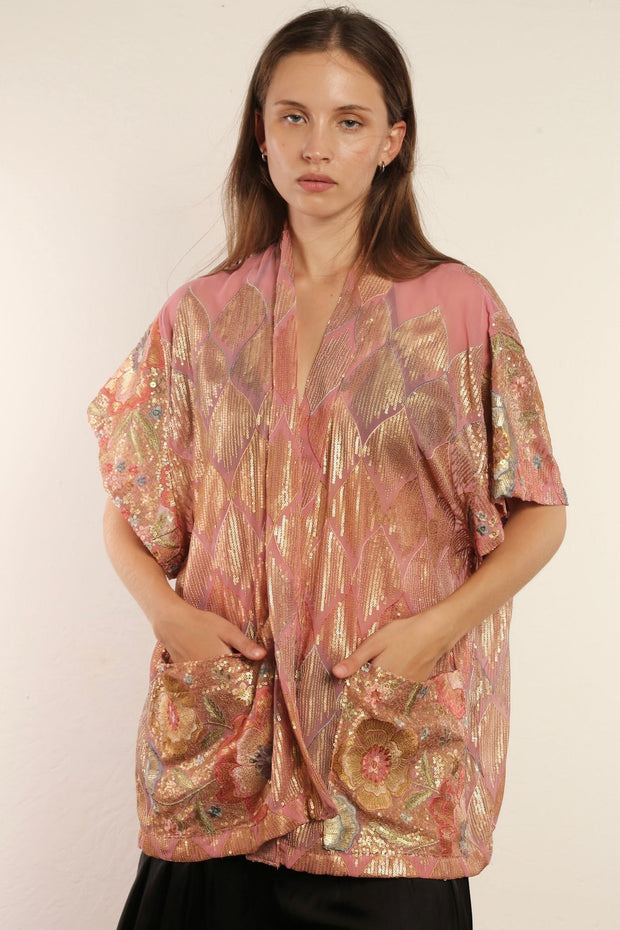 SILK SHORT KIMONO AVA - sustainably made MOMO NEW YORK sustainable clothing, kimono slow fashion