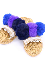 SONNY PLUSH POM POM SANDALS - sustainably made MOMO NEW YORK sustainable clothing, mules slow fashion