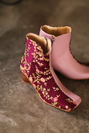 SPLIT FABRIC PINK LEATHER BOOTS MOANA - sustainably made MOMO NEW YORK sustainable clothing, slow fashion