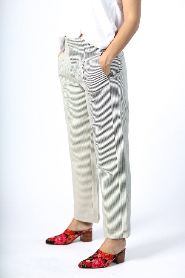 STRIPE TROUSER PANTS LILO - sustainably made MOMO NEW YORK sustainable clothing, pants slow fashion