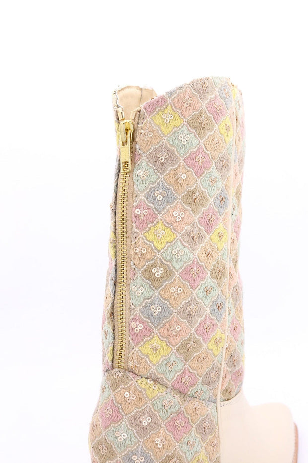 TENDER PASTEL COLOR SEQUIN EMBROIDERED BOOTS ELI - sustainably made MOMO NEW YORK sustainable clothing, boots slow fashion