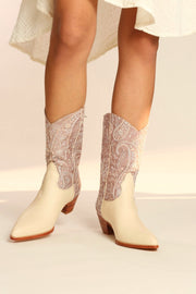 TENDER PINK EMBROIDERED WESTERN BOOTS SAHEBI - sustainably made MOMO NEW YORK sustainable clothing, boots slow fashion