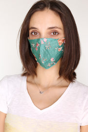 TURQUOISE SILK EMBROIDERED FACE MASK DATU - sustainably made MOMO NEW YORK sustainable clothing, slow fashion