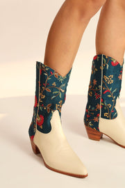 TURQUOISE WESTERN BOOTS BERNADETA - sustainably made MOMO NEW YORK sustainable clothing, boots slow fashion